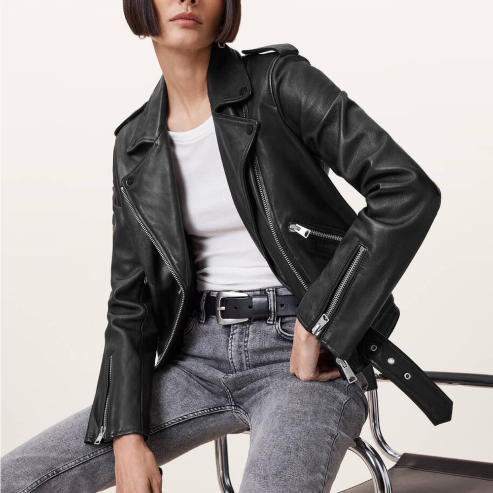 All Saints Balfern Black Leather Jacket
